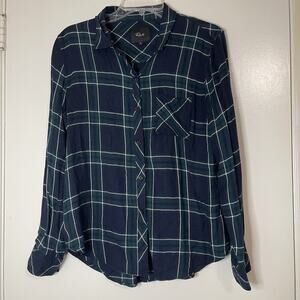 RAILS hunter midnight forest white navy plaid button down shirt medium
